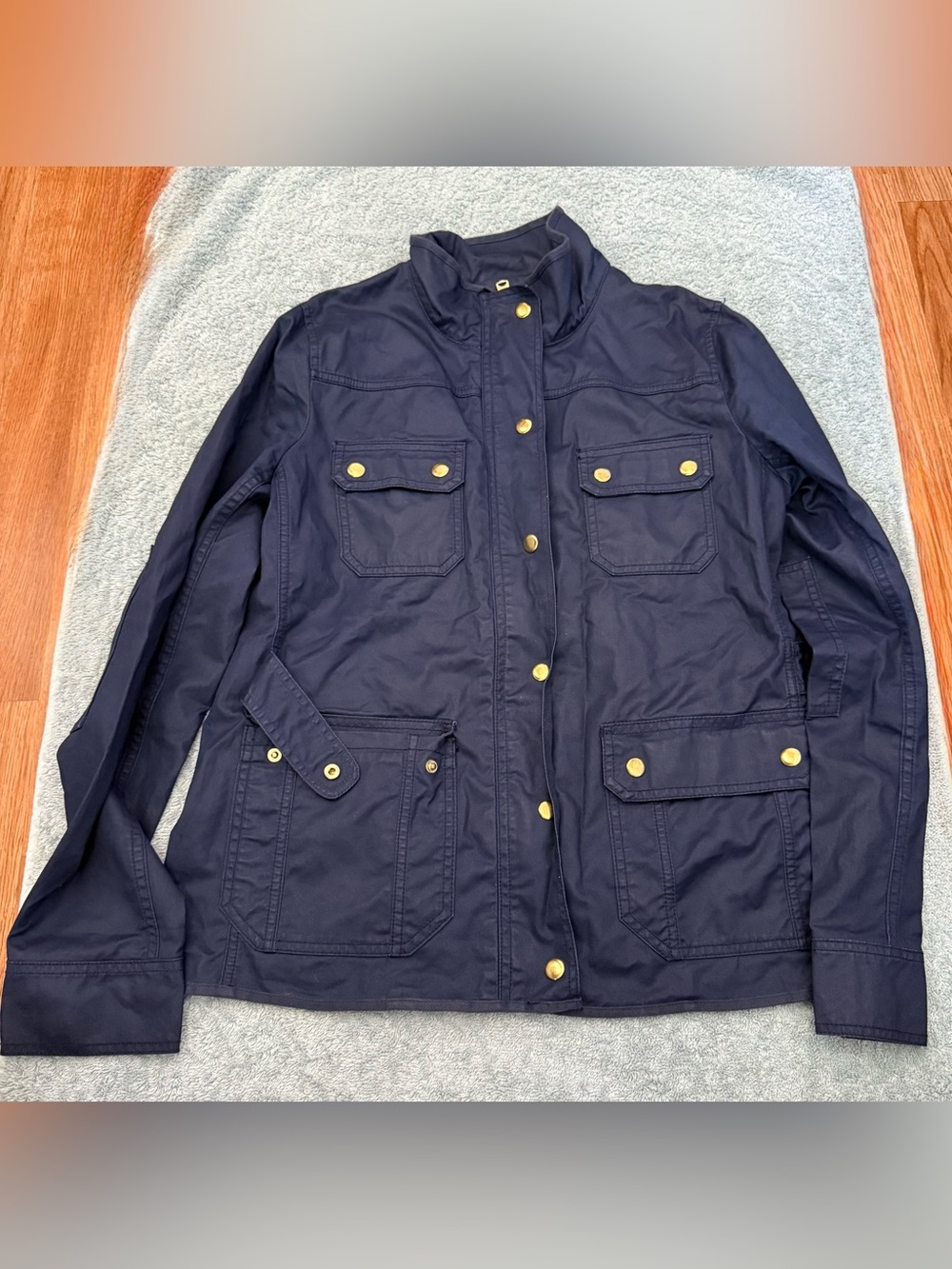 J. Crew Navy Utility Jacket with Gold Buttons Size M